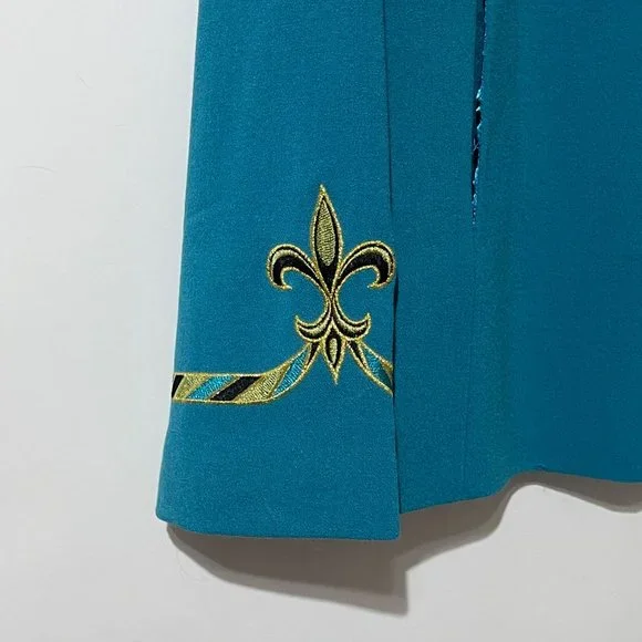 Bob Mackie women's sz XL embroidered gold fleur-de-lis long sleeve jacket top - Picture 3 of 8